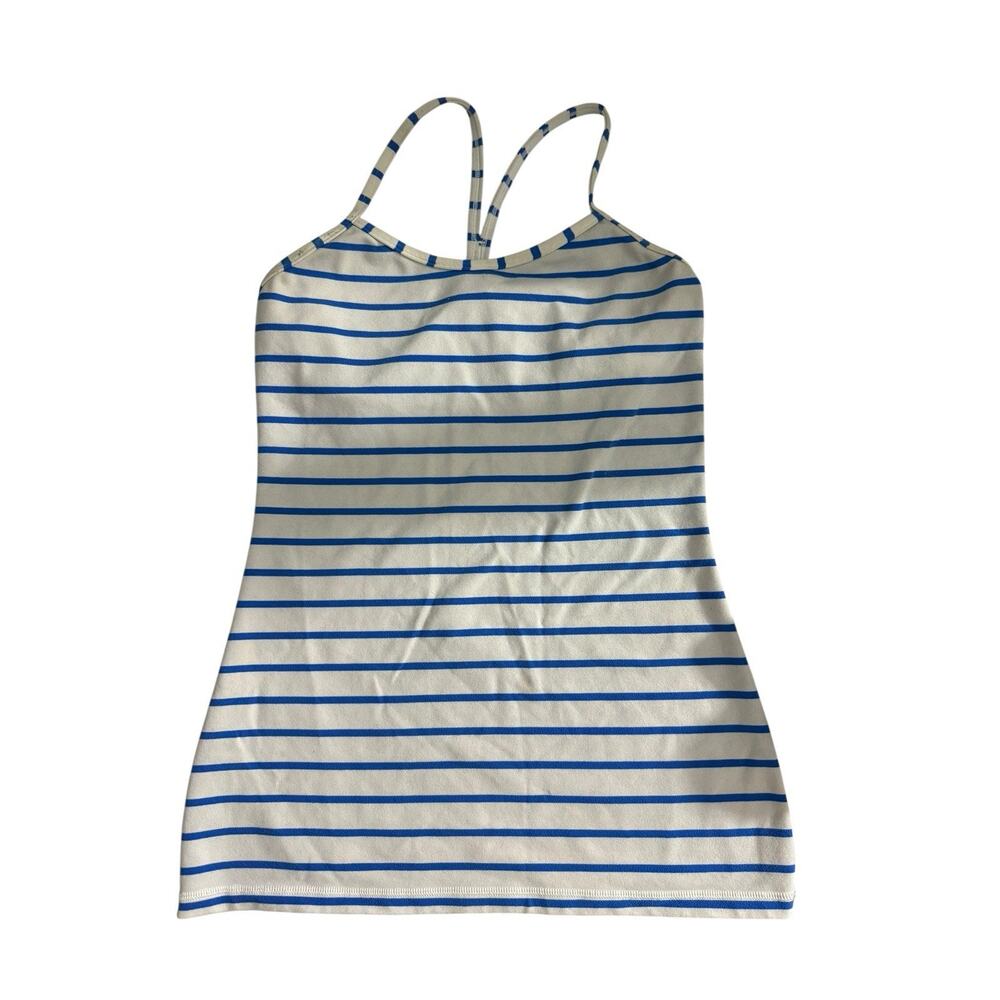 Lululemon Shirt Womens 6 White Blue Lightweight Sleeveless Gym Outdoors Ladies *